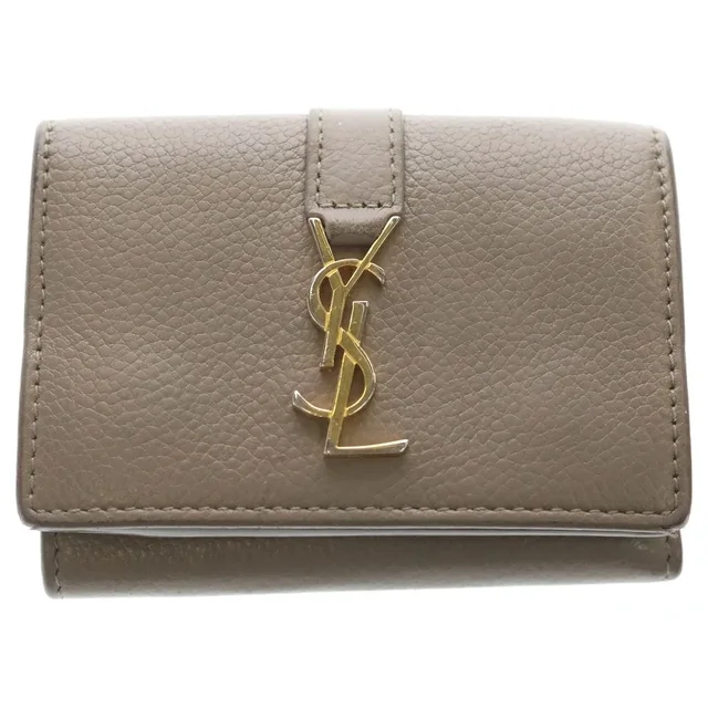 Saint Laurent Wallet Origami Cassandra Tiny Beige in Beige from The Reluxe