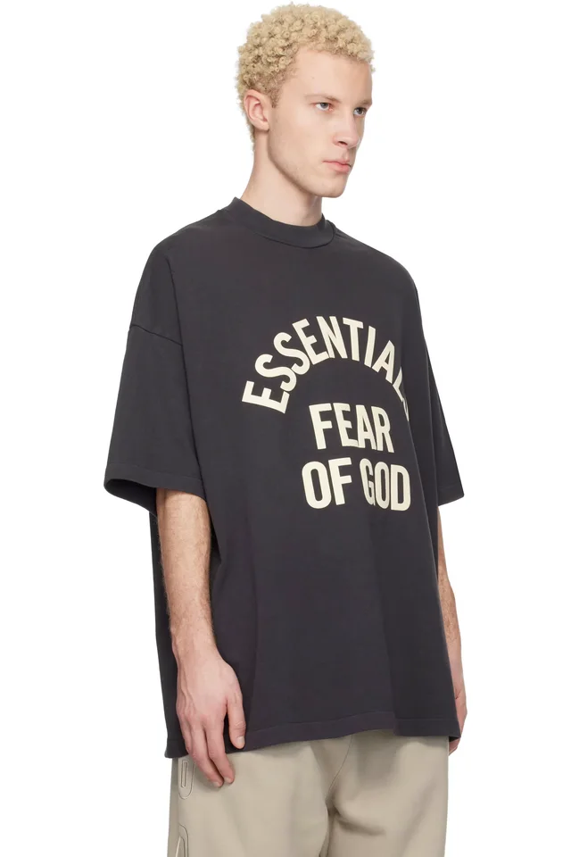 Fear of God ESSENTIALS Black Campus 90s Short Sleeve T-shirt, photo 2 of 4 from SSENSE