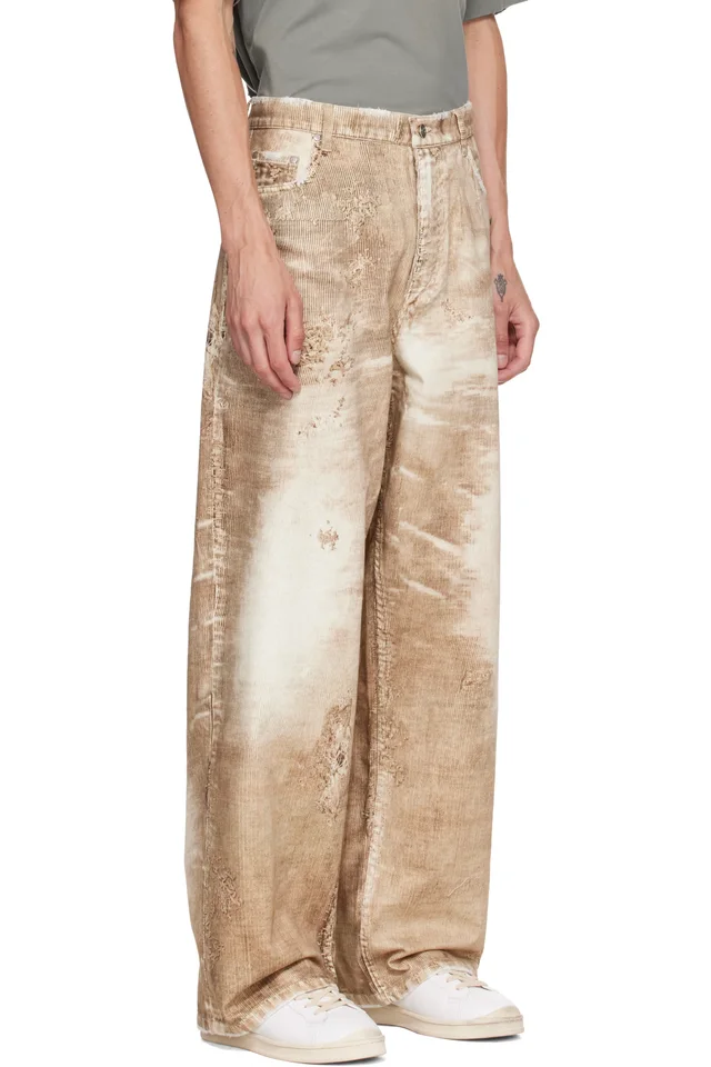 CAMPERLAB Beige Corduroy Print Denim Loose Jeans, photo 2 of 4 from SSENSE