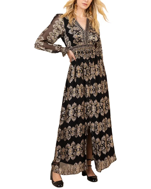 Hale Bob Long Sleeve Birdie Silk-Blend Maxi Dress, image 1 of 1 from Rue La La