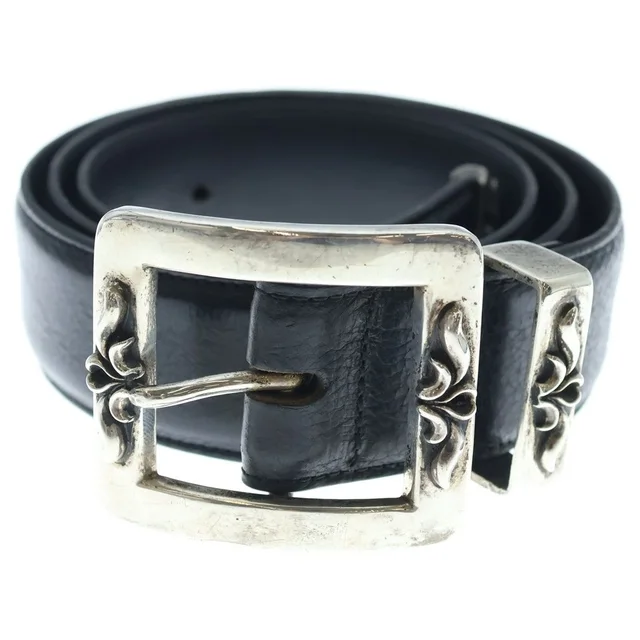 Chrome Hearts Blt Otj Leather Belt Black Silver in Black Leather from The Reluxe