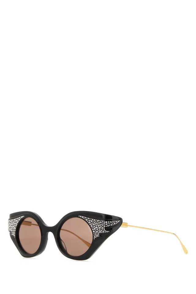 Gucci Crystal-Embellished Cat-Eye Sunglasses — Black Exterior: Acetate in Black from HEWI