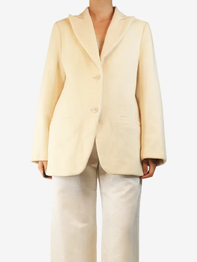 TOTEME Cream wool-blend blazer - size UK 8 in White Wool from Sign of the Times