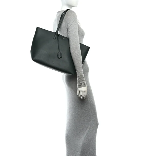 Saint Laurent Large Shopping Tote Dark Green in Green Calfskin from FASHIONPHILE, photo 2 of 11