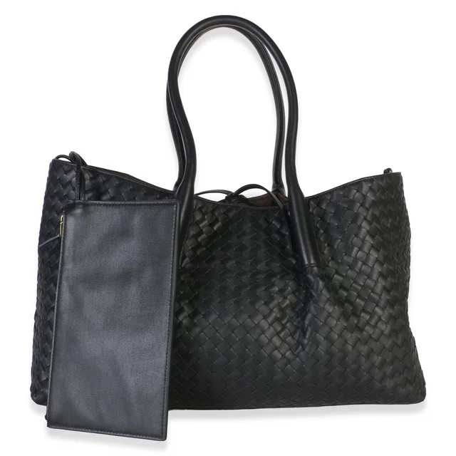 Bottega Veneta Black Fondant Nappa Reversible Large Pinacoteca in Black Nappa leather from myGemma