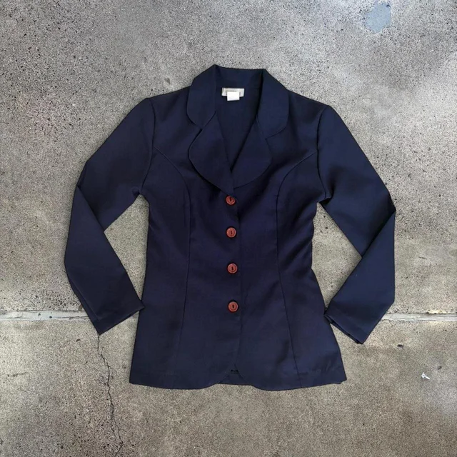 Omega Women's Blazer Jacket - Navy/Blue - XXS in blue from Depop, photo 2 of 3