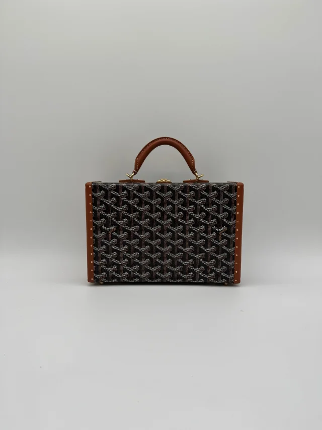 Goyard Grand Hôtel Trunk Bag Black & Tan Gold Hardware in Black from Luxury Promise, photo 2 of 11