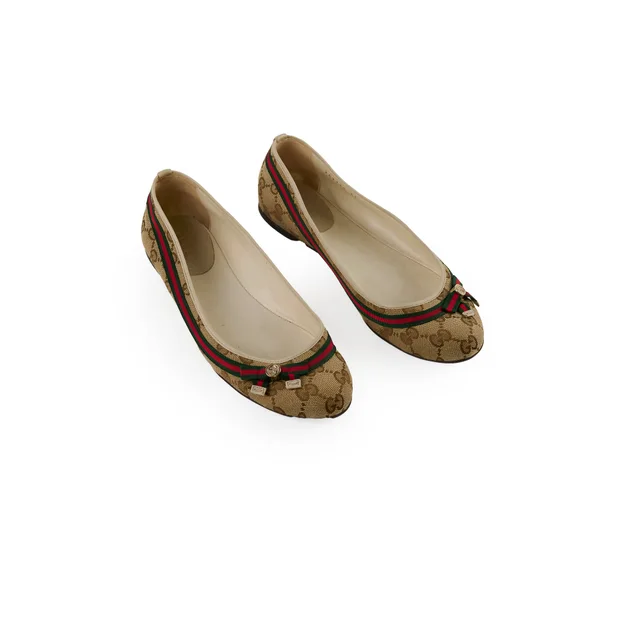 Gucci GG Ophidia Ballet Flats - Size 37 in Canvas from The Purse Affair