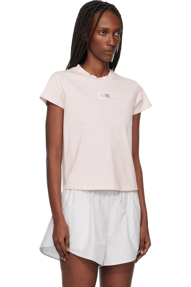 MM6 Maison Margiela Pink Numeric Cotton T-shirt, photo 2 of 4 from SSENSE