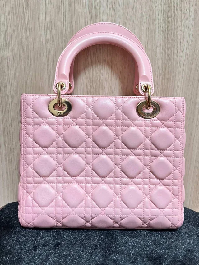 Medium Cannage Pink Lady Dior bag in Pink from HEWI, photo 2 of 6