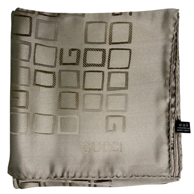 Gucci Champagne Gold Silk Scarf in Gold Silk from Luxury Promise