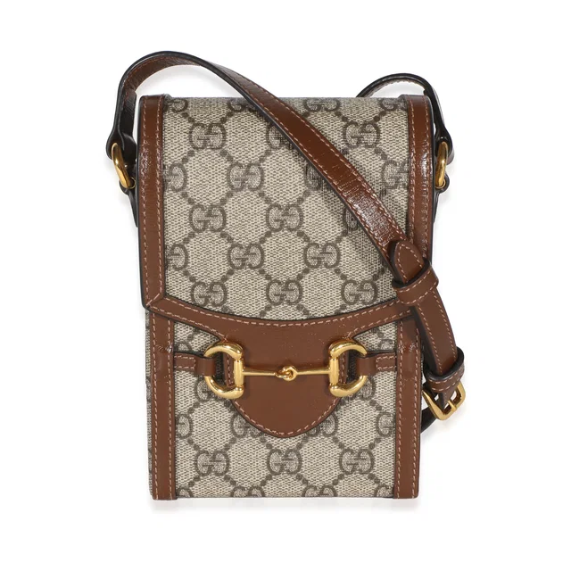 Gucci Beige GG Supreme Monogram Mini Horsebit 1955 Crossbody Bag in Beige Coated canvas from myGemma