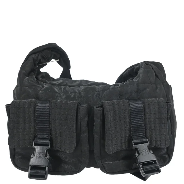 Chanel 2005-2006 Black Quilted Nylon Sport Line Shoulder Bag in Black Nylon from AMORE Vintage Tokyo
