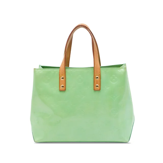 Green Louis Vuitton Monogram Vernis Reade PM Handbag in Green Leather from Designer Revival