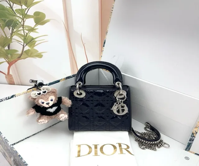 Cannage Patent Leather Lady Dior Micro Bag in Black Patent leather from Luxury Promise