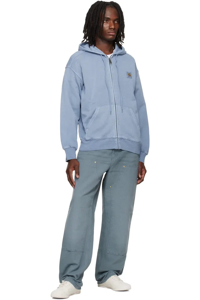 Carhartt Work In Progress Blue Double Knee Trousers, photo 4 of 4 from SSENSE