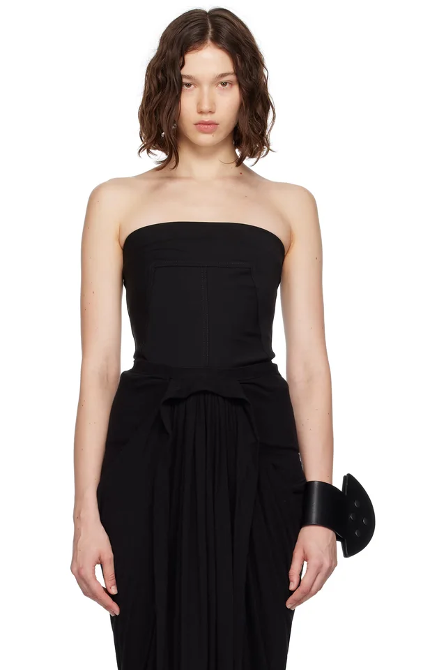 Rick Owens Black Concordians Wool Bustier Top, image 1 of 1 from SSENSE