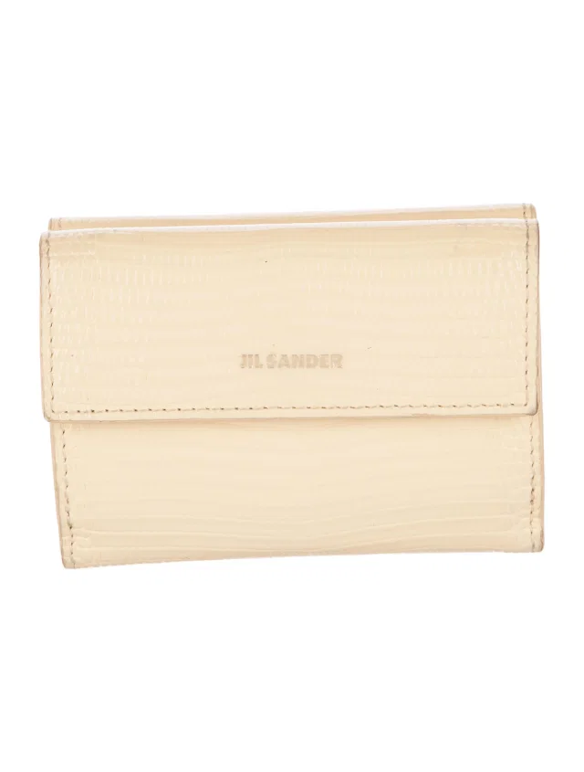 Jil Sander Embossed Leather Animal Print Compact Wallet in Leather from The RealReal
