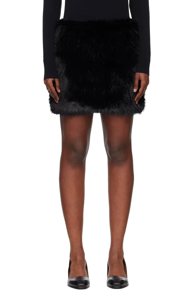 Black Faux-Fur Miniskirt, image 1 of 1 from SSENSE