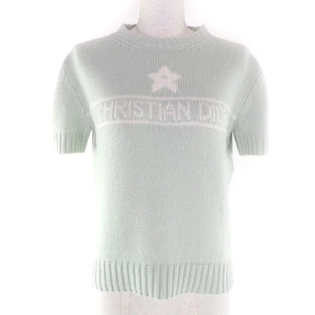 Dior Short Sleeve Sweater Cashmere Signature Pattern in Cashmere from The Reluxe