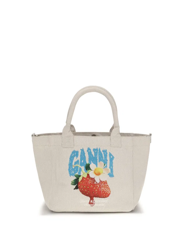 GANNI Easy Shoulder Bag — Beige Polyester in Beige Canvas from HEWI