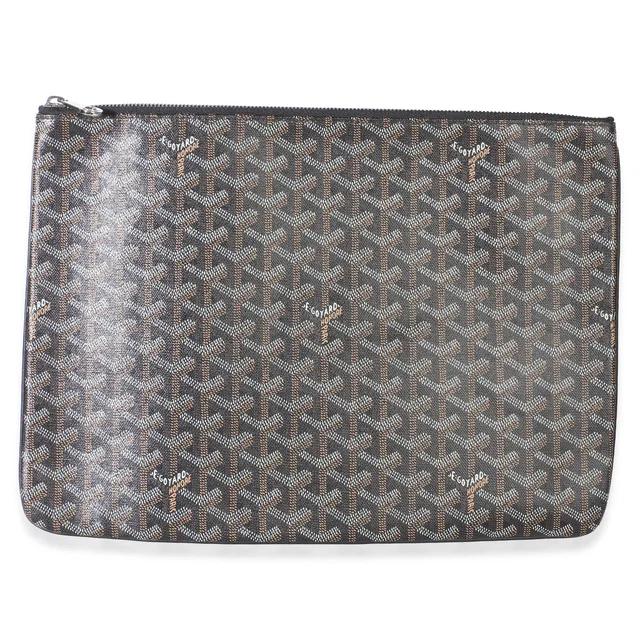 Goyard Black Goyardine Canvas Senat Pouch GM in Black Canvas from myGemma