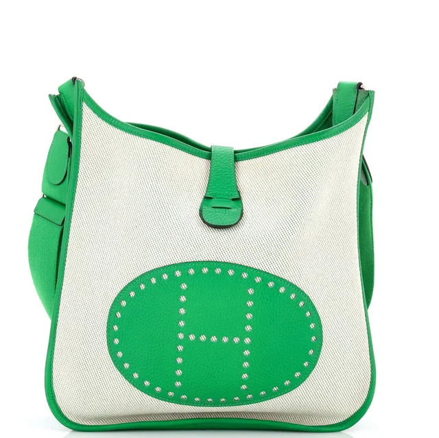 Hermès Gm Evelyne Bag Gen Iii Toile And Leather in green Leather from Poshmark
