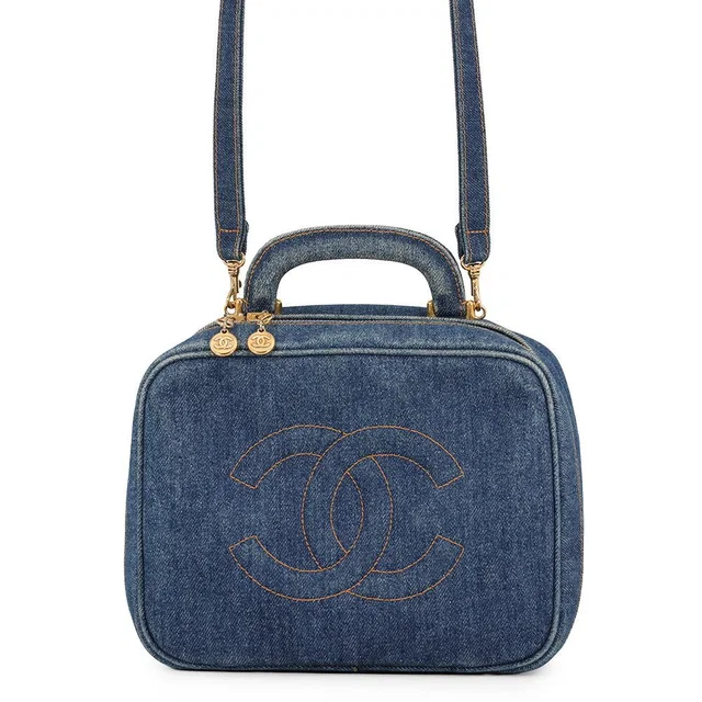 Chanel CC Logo Vanity Denim 2-Way Shoulder Bag in Denim from The Reluxe