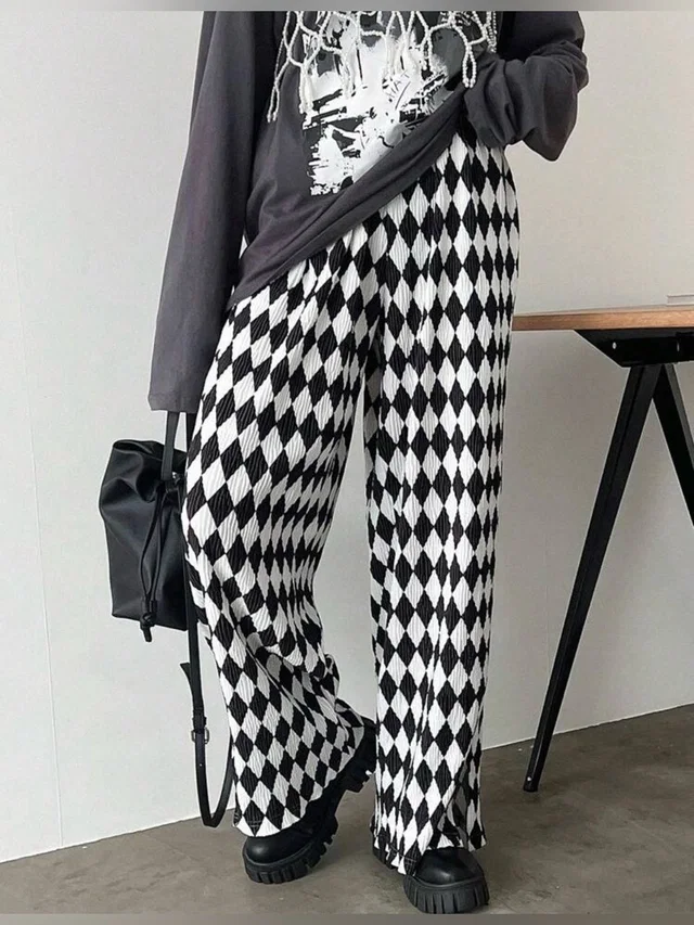 Balmain Diamond Knit Wide-Leg Pants 34 in black|white from Poshmark
