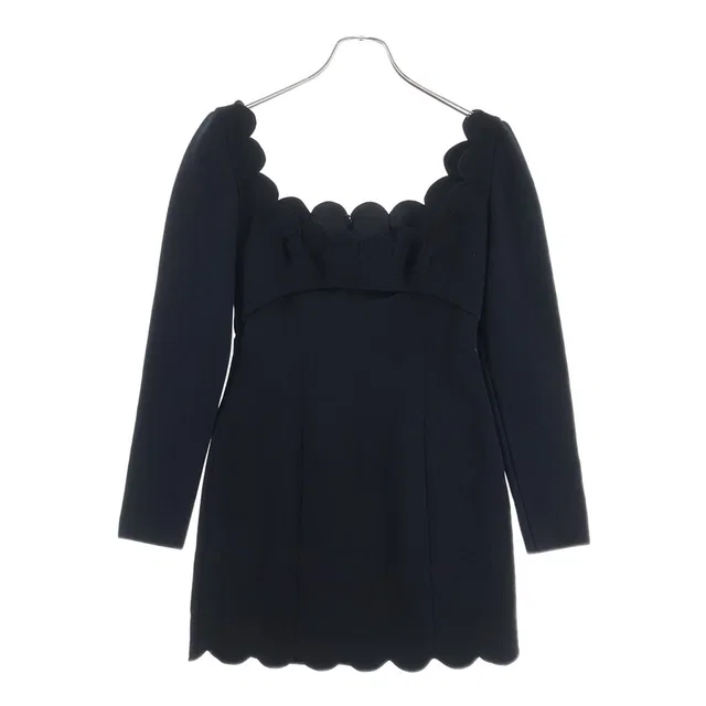 Saint Laurent Cut Out Short Dress Cut Out Design Long Sleeve Wool Black in Black Wool from The Reluxe