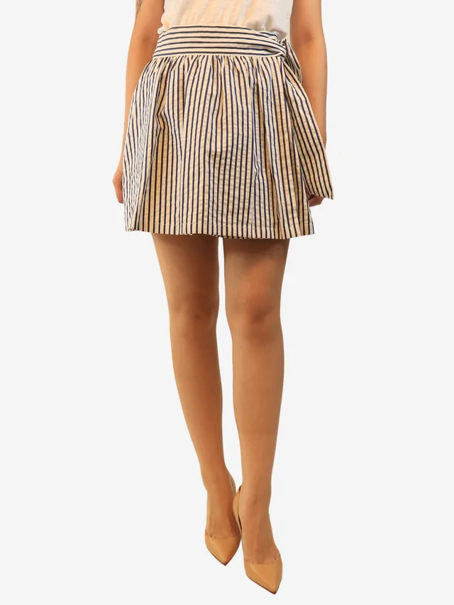 Burberry White and blue striped skirt - size UK 8 in White from Sign of the Times