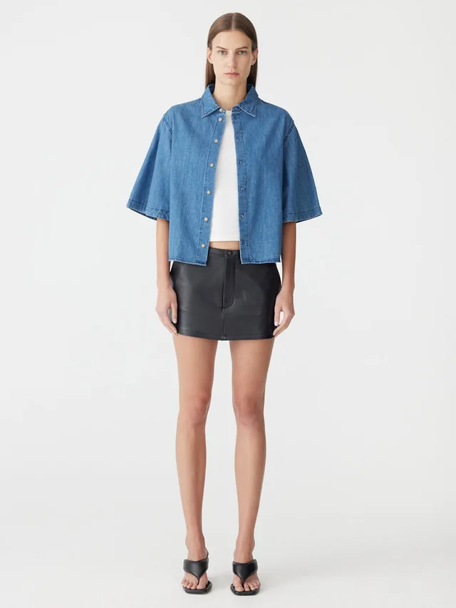 Bassike Organic Denim Cropped Shirt from bassike, photo 1 of 1