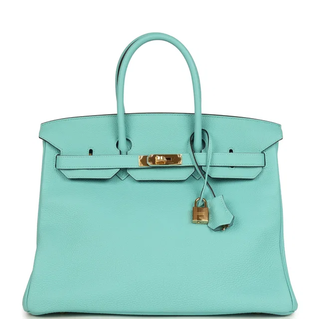 Hermès Birkin 35 Bleu Atoll Togo Gold Hardware in Blue Togo leather from Madison Avenue Couture
