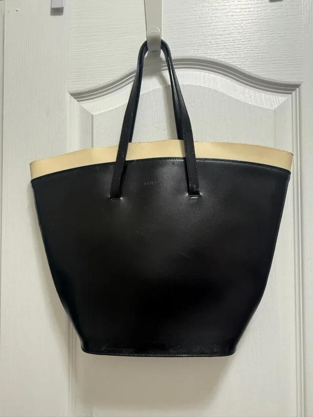 Furla And Cream Elegant Leather Tote Bag in black Leather from Poshmark