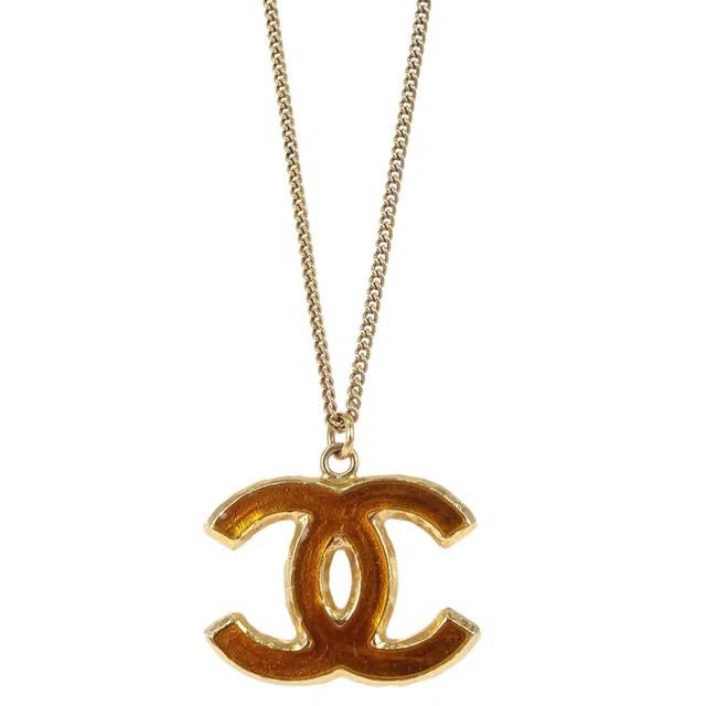 Chanel Gold CC Pendant Necklace B11C in Gold from AMORE Vintage Tokyo
