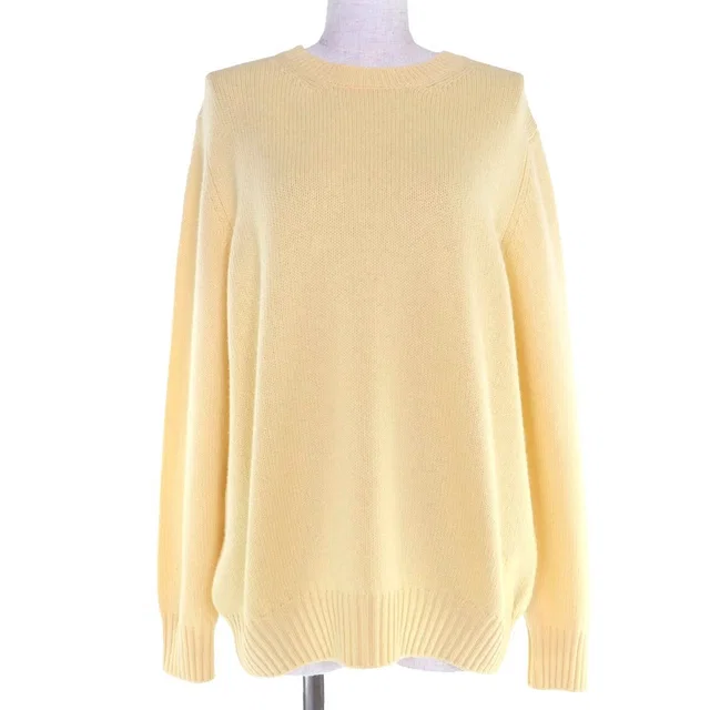 Prada Virgin Wool Cashmere Triangle Logo Long Sleeve Knit Top Yellow 40 in Yellow Cashmere from The Reluxe