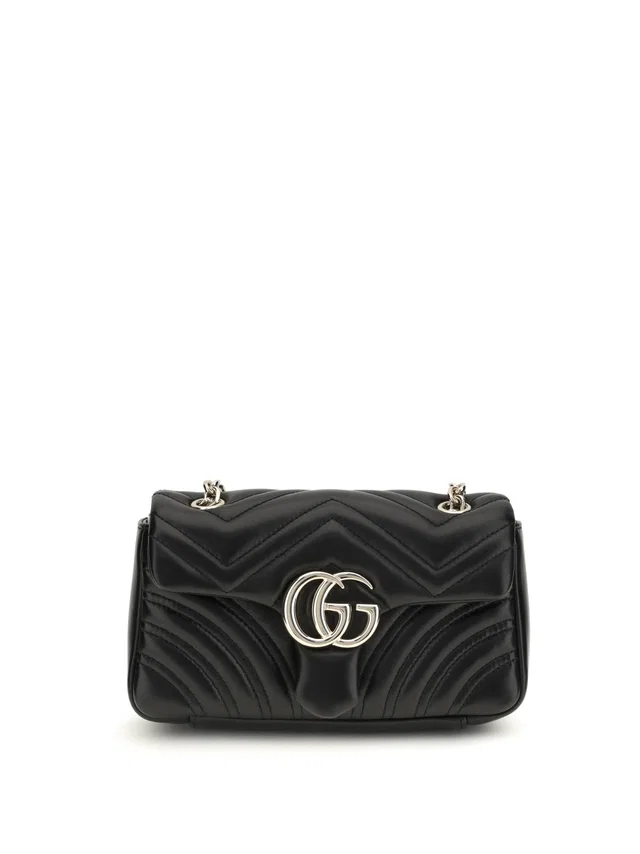 Gucci Chevron Quilted Shoulder Bag — Black Lamb Ovis Aries in Black Lambskin from HEWI