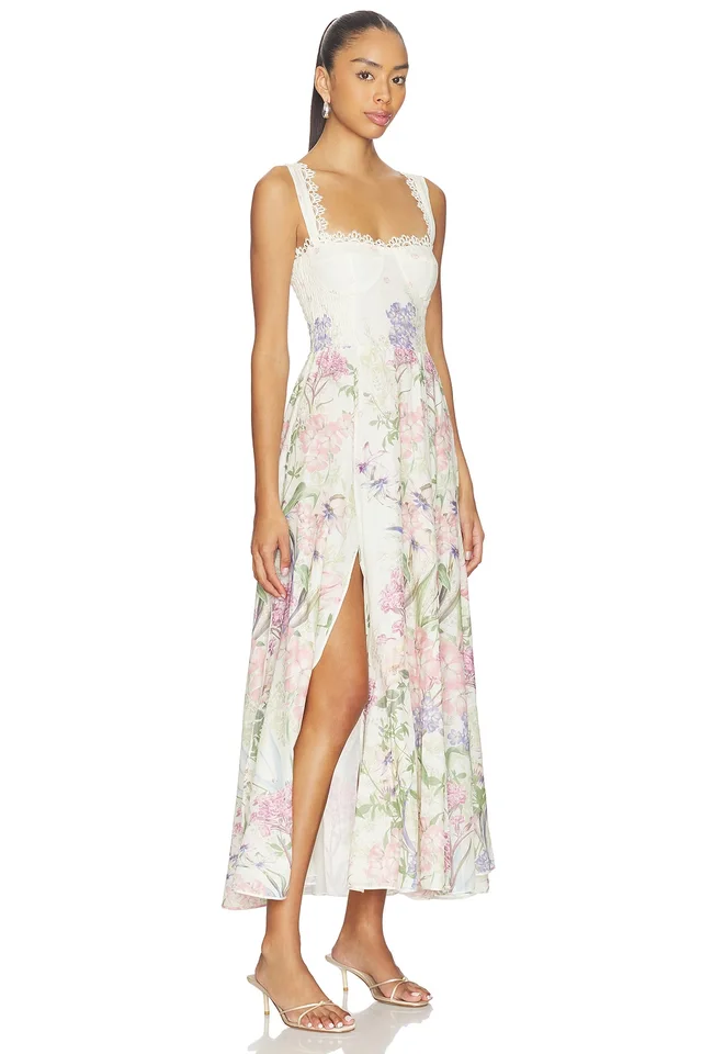 Charo Ruiz Ibiza Crissy Long Dress in Cream Botanic, photo 2 of 4 from REVOLVE (Canada)
