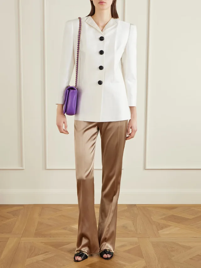VALENTINO GARAVANI Silk-blend duchesse straight-leg pants in Pink, photo 2 of 2 from NET-A-PORTER (Canada)