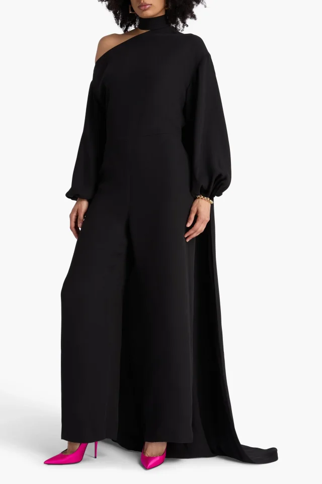 Valentino Garavani Cape-Effect Silk Crepe de Chine Jumpsuit, photo 2 of 4 from THE OUTNET