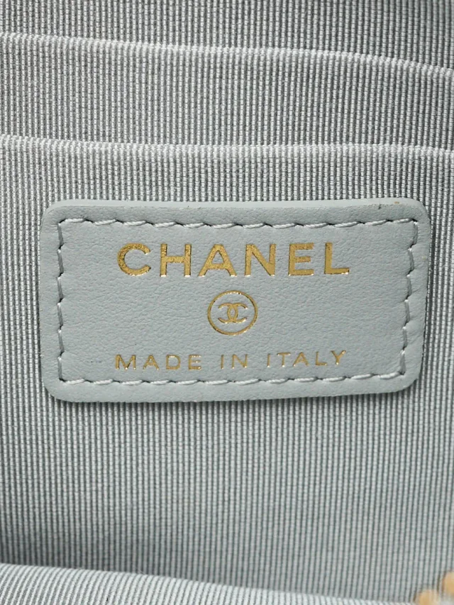 Grey Quilted Satin Chanel 19 Small O-Case VIP Zip Pouch in Grey Satin from Yoogis, photo 8 of 10