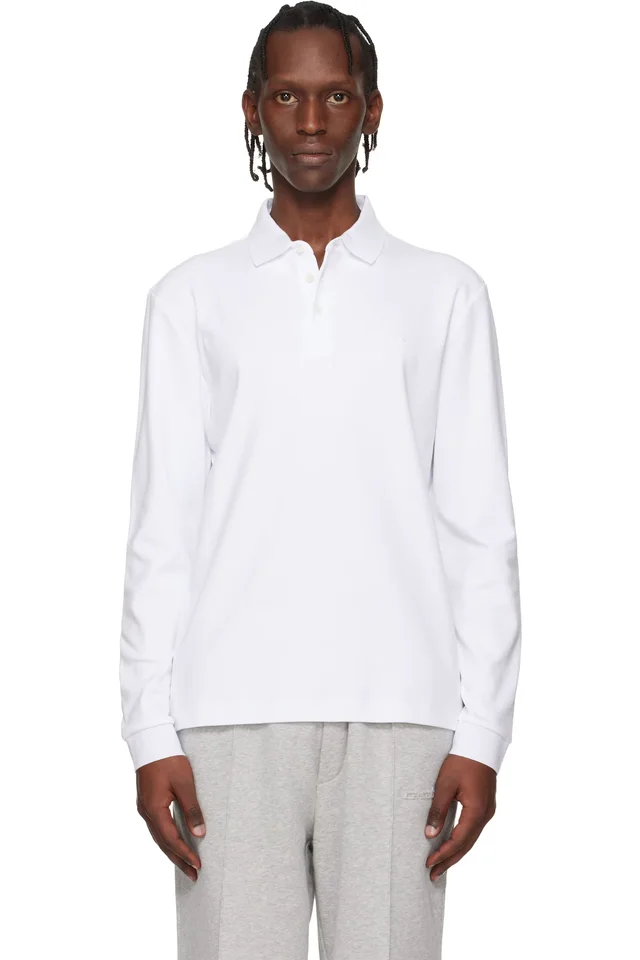 BOSS White Regular Fit Interlock-Cotton Polo from SSENSE, photo 1 of 1