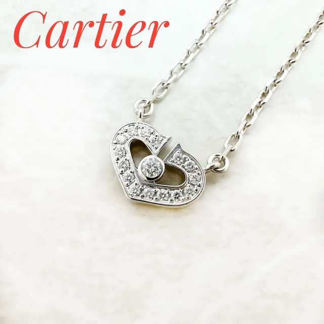 Cartier C Heart Diamond White Gold Necklace 38.5 in White from The Reluxe
