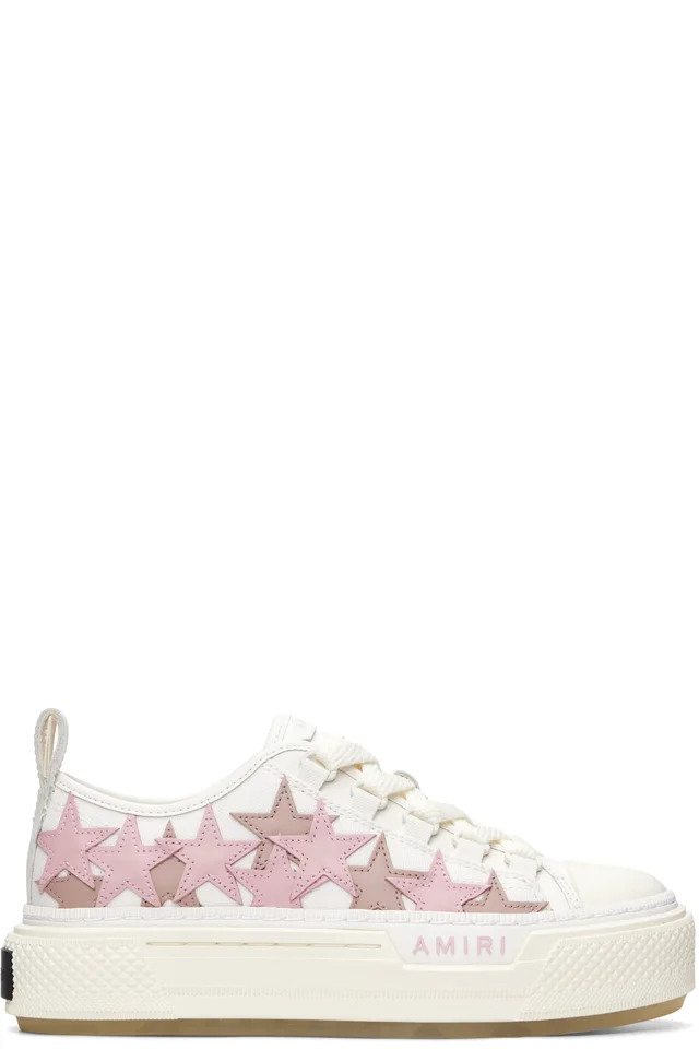 AMIRI White & Pink Stars Court Low Sneakers, photo 2 of 10 from SSENSE