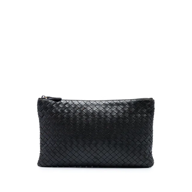 Black Bottega Veneta Nappa Intrecciato Clutch in Black Nappa leather from Designer Revival