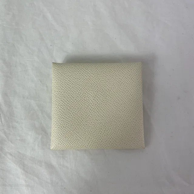 Hermès Bastia Coin Purse in Craie Epsom Calfskin Leather, Palladium plated from Reowned