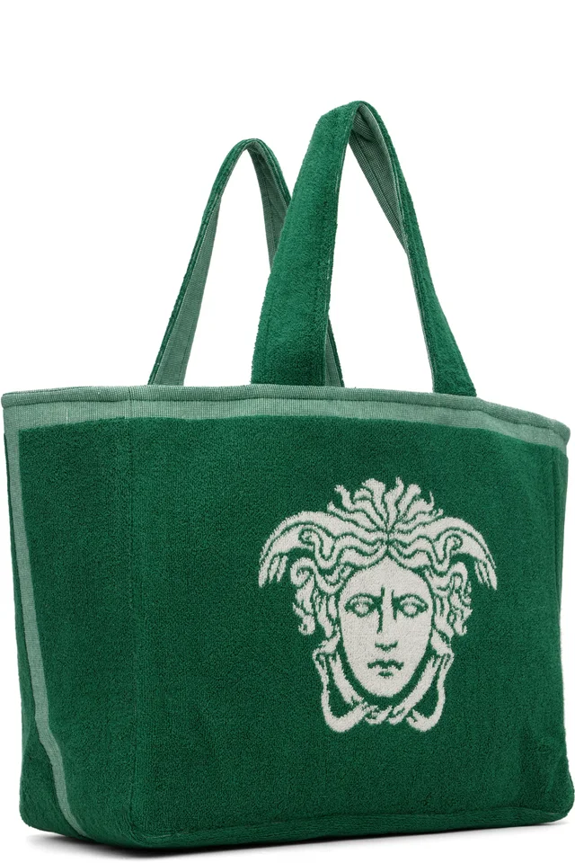 Versace Green Cotton-Terry Jacquard Tote, photo 2 of 4 from SSENSE