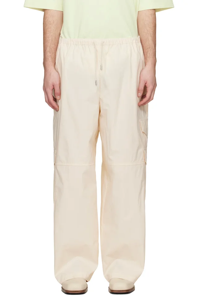Maison Kitsuné Off-White Oversize Cargo Pants, image 1 of 1 from SSENSE