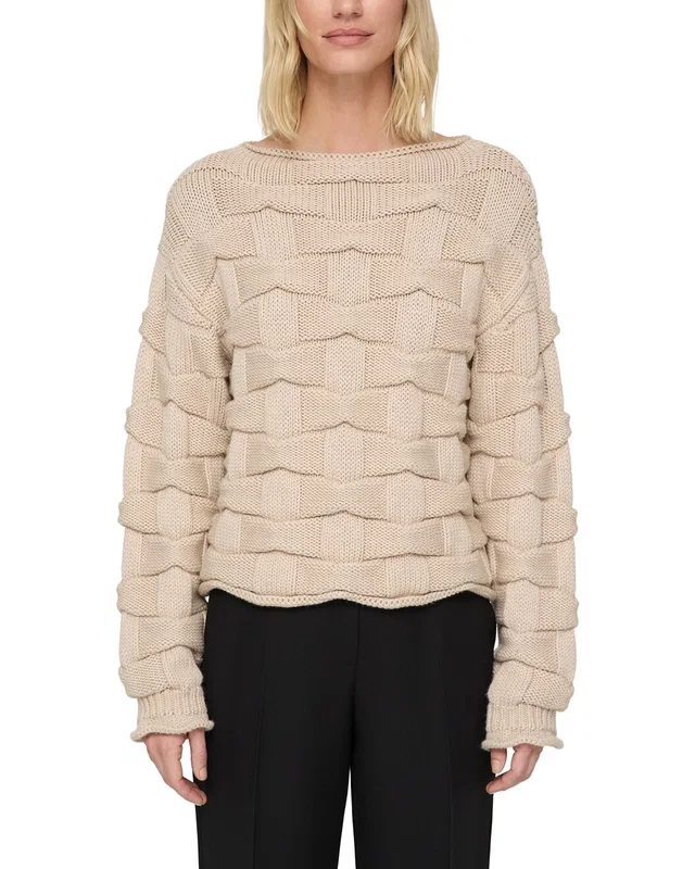 Lafayette 148 New York Chunky Basket Stitch Bateau Neck Wool Sweater, image 1 of 1 from Rue La La
