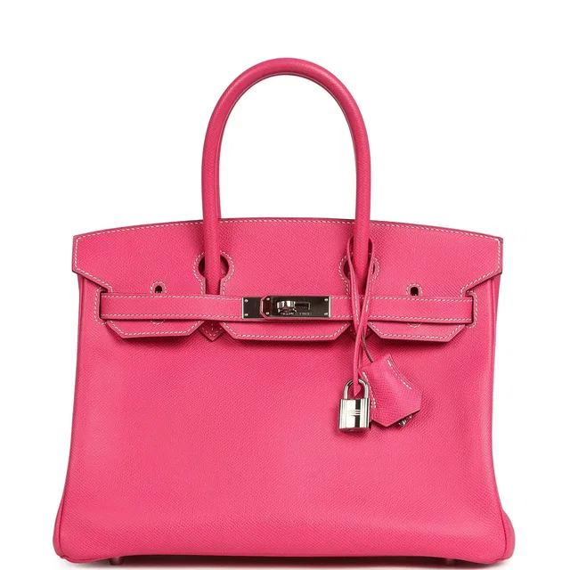 Hermès Candy Birkin 30 Rose Tyrien Epsom Palladium Hardware in Pink Epsom leather from Madison Avenue Couture